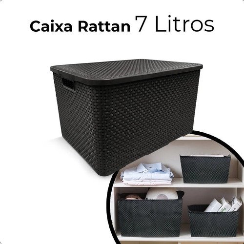 Caixa organizadora com tampa 7 litros - Rattan - Arqplast