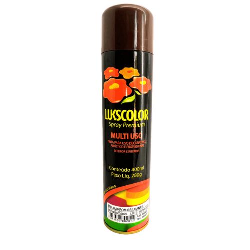 TINTA SPRAY PREMIUM USO GERAL MARROM BRILHANTE - LUKSCOLOR