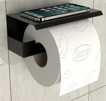 foto_21315_10467.jpg PAPELEIRA ELEGANCE ADESIVA C/ SUPORTE CELULAR PRETA - ALK