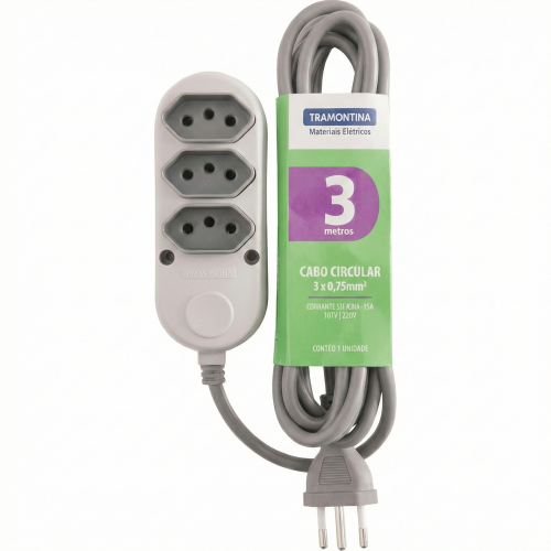 EXTENSAO 3 TOMADAS 2P+T 10A/250V 3M - TRAMONTINA