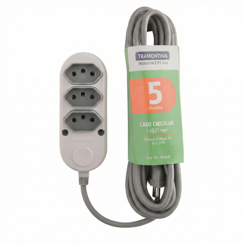 EXTENSAO 3 TOMADAS 2P+T 10A/250V 5M - TRAMONTINA