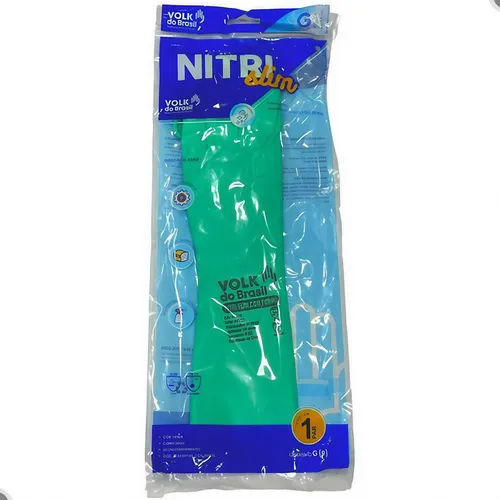LUVA NITRI SLIM COM FORRO VERDE-PED TAM 8 M - VOLK