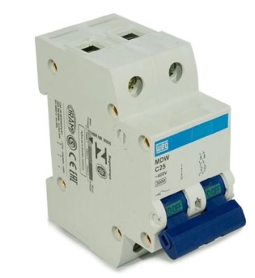 Disjuntor-Din-Bipolar-2x25A-MDW-C25-5ka-Curva-C-WEG16154059921788170772 DISJUNTOR DIN CURVA C 2X25A 3KA - WEG