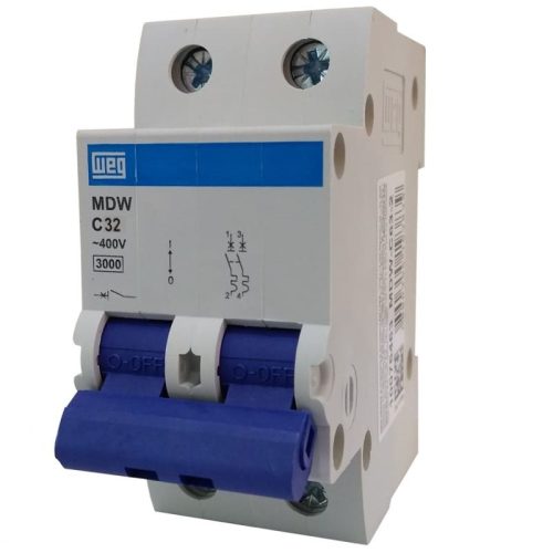 Disjuntor-Din-Bipolar-2x32A-MDW-C32-5ka-Curva-C-WEG161540616323313146 DISJUNTOR DIN CURVA C 2X32A 3KA - WEG