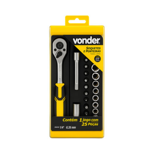 JOGO SOQUETE MAGNETICO 1/4 04A13MM 25PC - VONDER