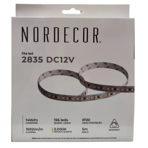 fita-led-14w-3000k-2 FITA PERFIL 5M 12V IP20 14W 3000K 10MM 156LED/M - NORDE
