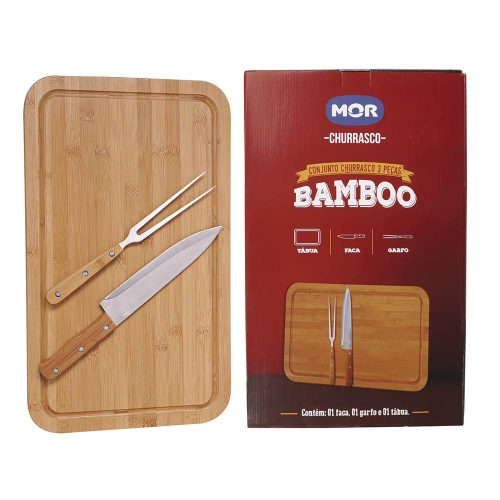 CONJUNTO CHUR BAMBOO TABUA RETANGULAR 30X50CM (BRINDE) - MOR
