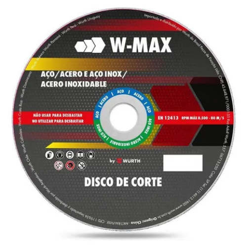 foto_19310_12668.jpg DISCO ABRAS CORTE INOX W-MAX 115X1,0X22 - WURTH