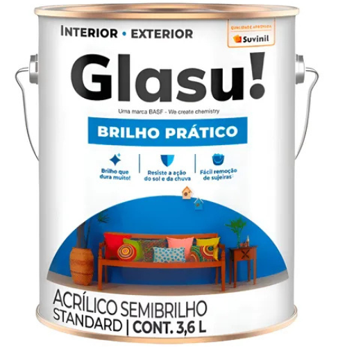 TINTA ACRILICA GLASU BRILHO PRATICO BRANCO 3,6L GM - SUVINIL