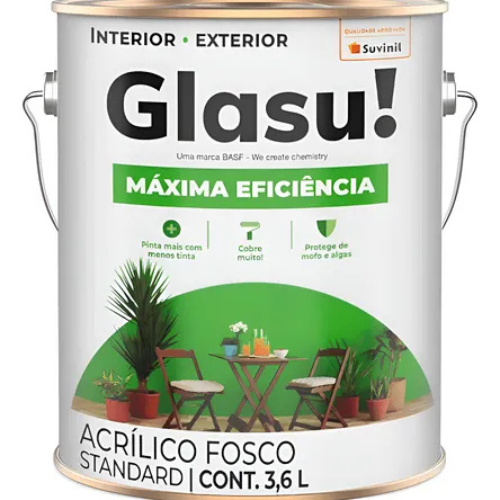 TINTA ACRILICA GLASU BRANCO FOSCO MAX.EFIC 3,6L GM - SUVINIL