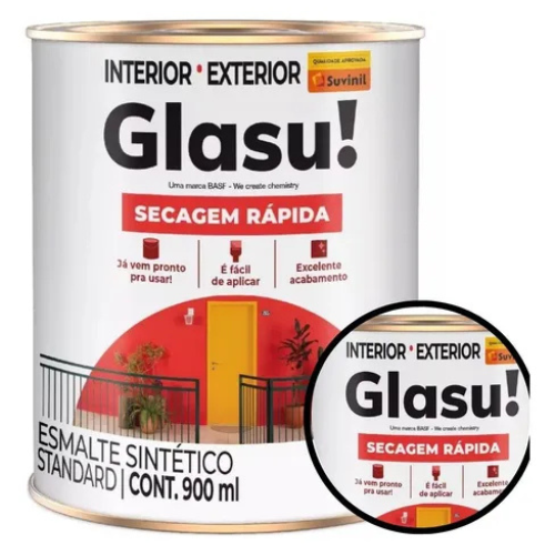 TINTA ESMALTADA GLASU PRETO BRILHANTE 0,9L - SUVINIL