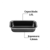 FORMA PARA PAO RETANGULAR N. 02 26X11X5CM 1,0L DE ALUMINIO COM ANTIADERENTE COR GRAFITE - MTA