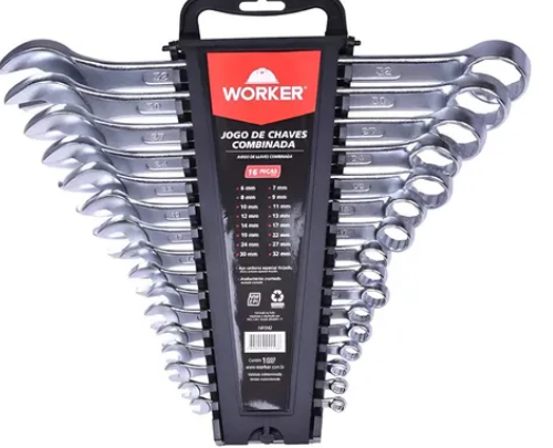 foto_28741_12338.jpg JOGO CHAVE COMBINADA 6 A 32MM 16 PCS - WORKER