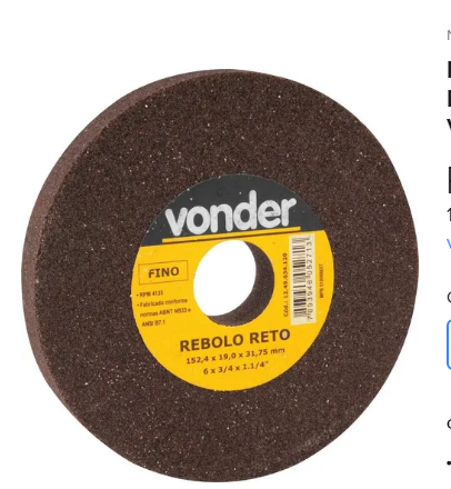 foto_28780_12264.jpg REBOLO RETO 6X3/4" FINO - VONDER