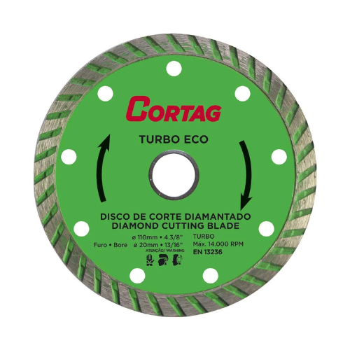 foto_19683_13888.jpg DISCO DIAMANTADO TURBO ECO DIAMETRO 110 MM FURO 20MM - CORTAG