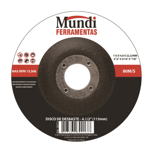 DISCO DESBASTE 4.1 2 - 115 X 4,8 X 22,23MM - MUNDI