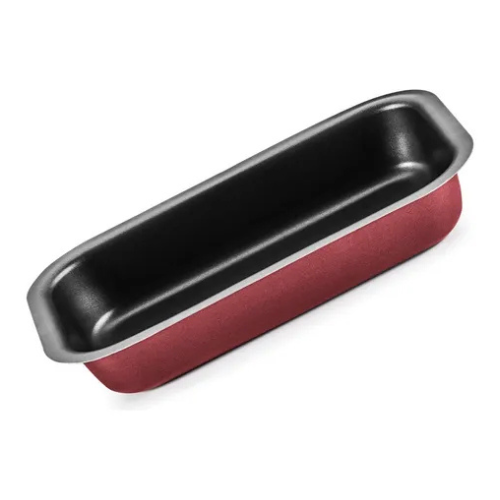 FORMA PARA PAO RETANGULAR N. 03 31X14X5,8CM 1,6L DE ALUMINIO COM ANTIADERENTE COR CEREJA - MTA