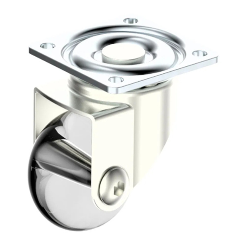 RODIZIO TRANSPARENTE 35MM SEM FREIO CHAPA GIRATORIO NIQUEL