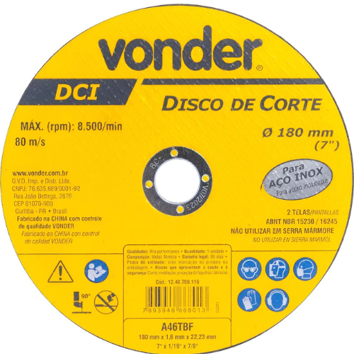 foto_29153_14008.jpg DISCO CORTE 180,0X1,6X22,23 DCI INOX - VONDER