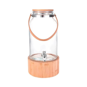 Suqueira de Vidro e Bambu com Alça de Couro - MIMO