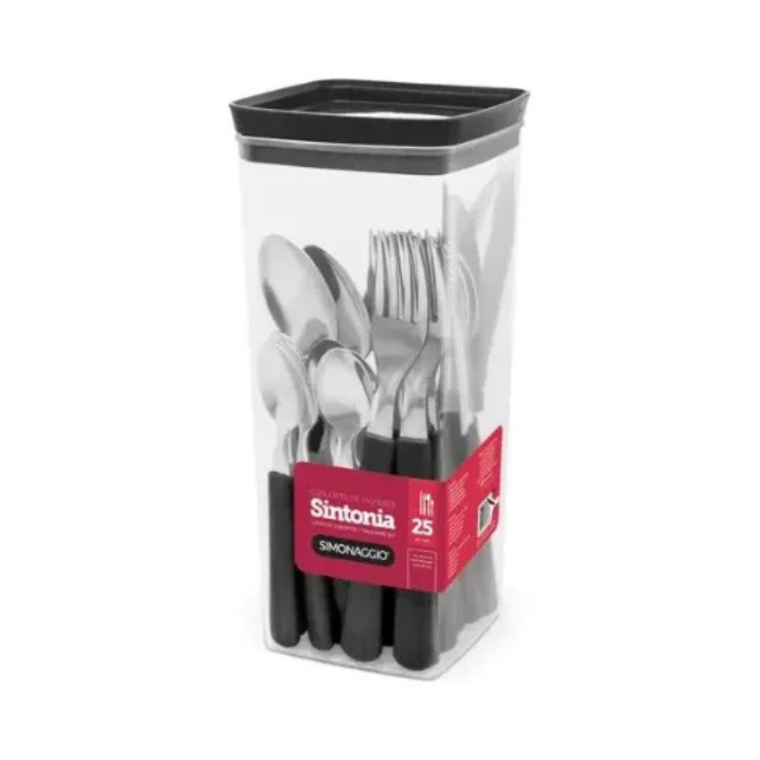 Conjunto de Talheres Preto 25 Peças - SIMONAGGIO
