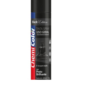 TINTA SPRAY PRETO BRILHANTE 400ML - CHEMICOLOR