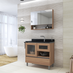 CONJUNTO VERRE 800 COM ESPELHO E PÉ NOCE VERDE 85CM - GAAM