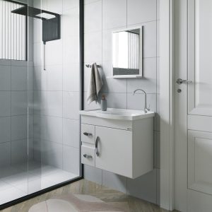 KIT SIENA SUSPENSO 2 GAVETAS COM ESPELHO 55,5CM BRANCO - AJR