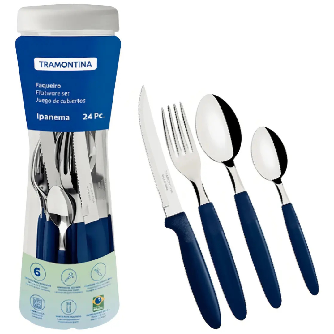 Faqueiro Inox 24Peças Ipanema Azul - TRAMONTINA