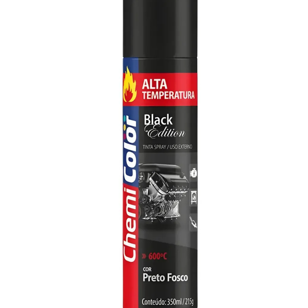 Tinta Spray Preto Fosco Alta Temperatura 315ML - CHEMICOLOR