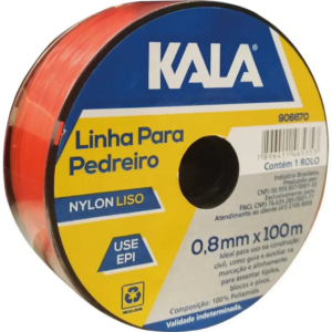 Linha de Pedreiro Nylon Laranja 0;80MM X 100MTS - KALA