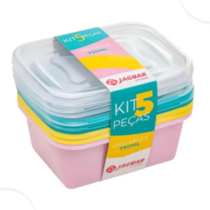 Jogo de 5 Peças Organiza 750 ML Retangular Nude - JAGUAR