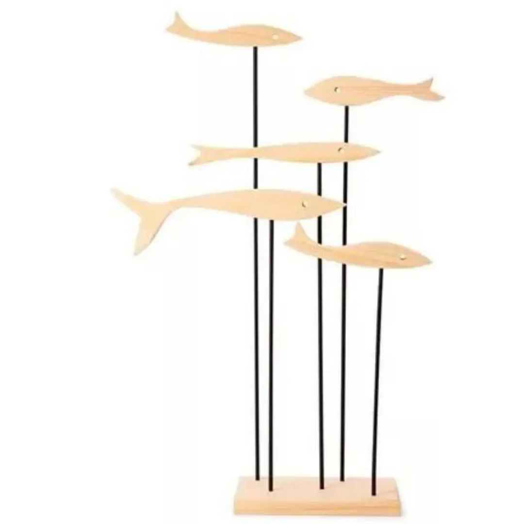 Escultura Cardume em Madeira - MART