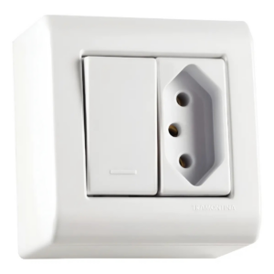 Caixa com Tampa + Interruptor Simples + Tomada 2P+T 20A - TRAMONTINA
