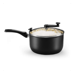 Pipoqueira Com Tampa de Vidro Versatil N.22 3,6L Antiaderente Preto/Bege - MTA
