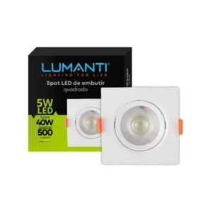 Spot de Embutir Quadrado Branco Led 5W 6500K - LUMANTI