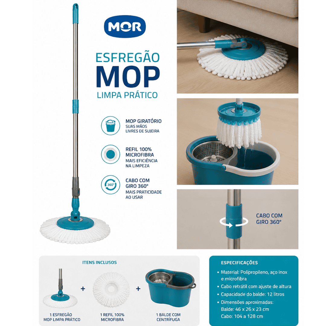 Esfregão Mop Limpa Prático - MOR - Imagem 2