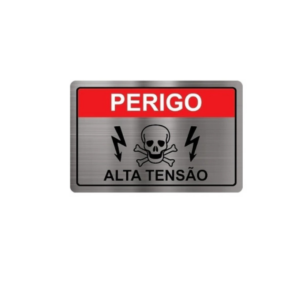 Placa Atenção Risco de Choque 200X135 - METALMIDIA