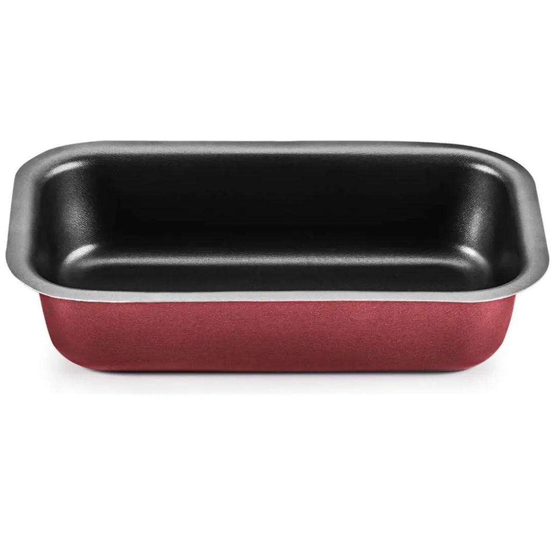 Forma de Cuca 25X15X5,5CM 1,5L de Aluminio Com Antiaderente Cor Cereja - MTA