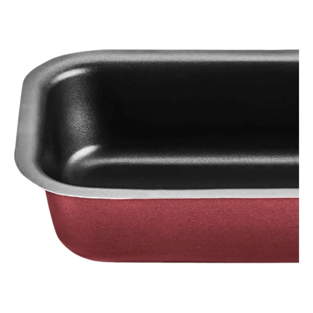 Forma de Cuca 25X15X5,5CM 1,5L de Aluminio Com Antiaderente Cor Cereja - MTA - Imagem 3