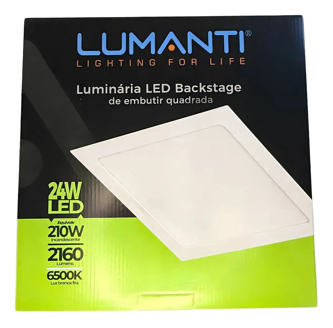 Luminária Embutir Quadrada Branca Flat Led 24W 6500K - LUMANTI