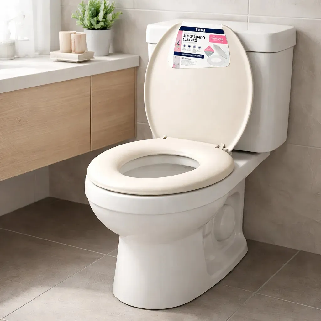 Assento Sanitário Almofadado Clássico Bege - ATLAS - Imagem 3