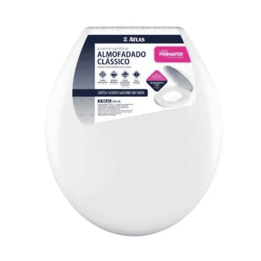 Assento Sanitário Almofadado Classico Branco - ATLAS