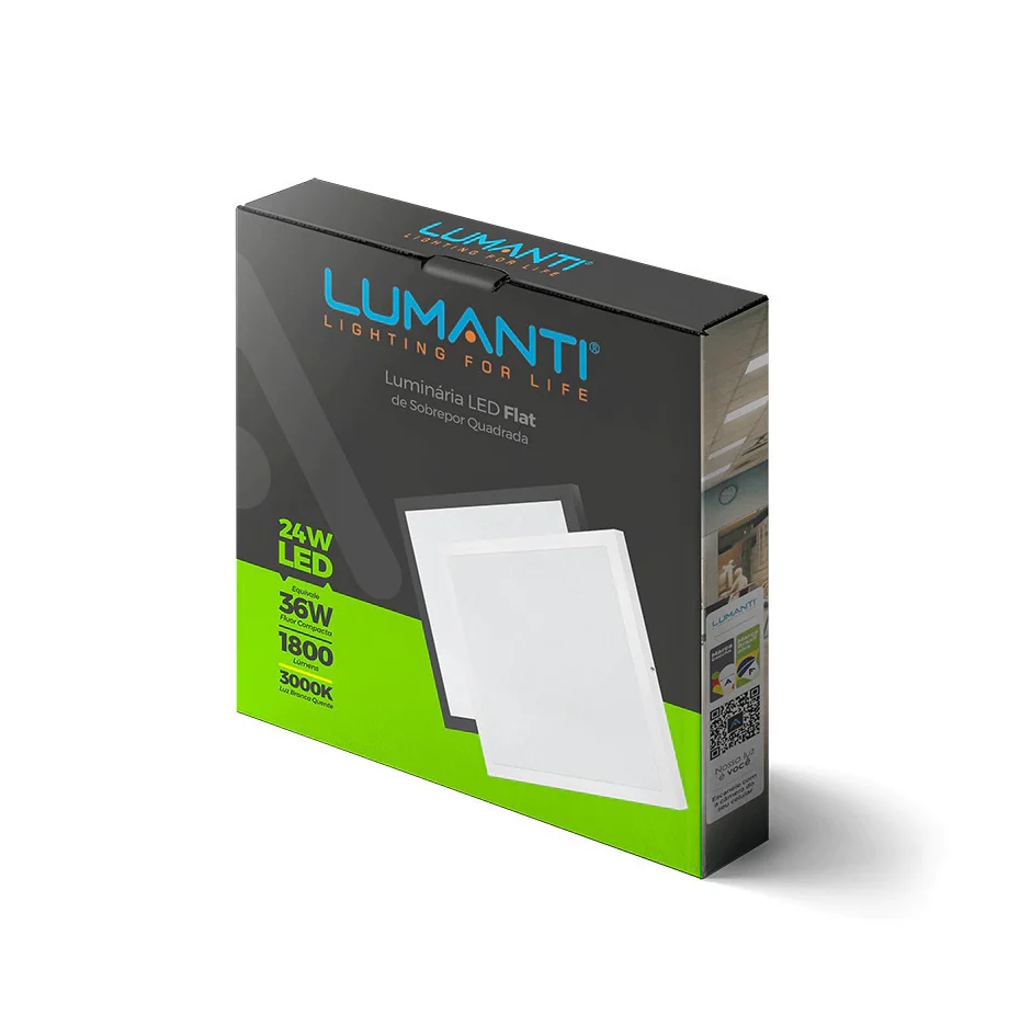 Luminária Embutir Quadrada Branca Flat LED 24W 6500K - LUMANTI